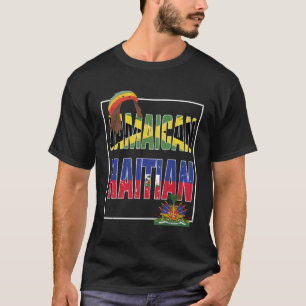 T-shirt Chemise Drapeau Haïtien Jamaïcain Half Jamaïcain H