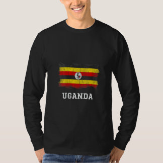T-shirt Chemise Drapeau Retro Ouganda Vintage Grunge Gra