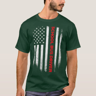 T-shirt Chemise drapeau US du conducteur de bus scolaire