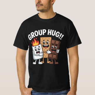 T-shirt Chemise drôle de câlin de groupe de feux de camp S