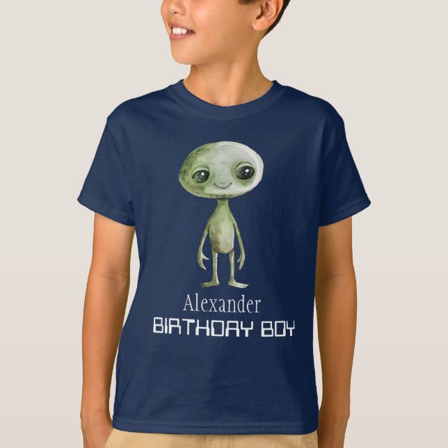 T-shirt Chemise drôle de garçon Alien Martien Vert (Devant)