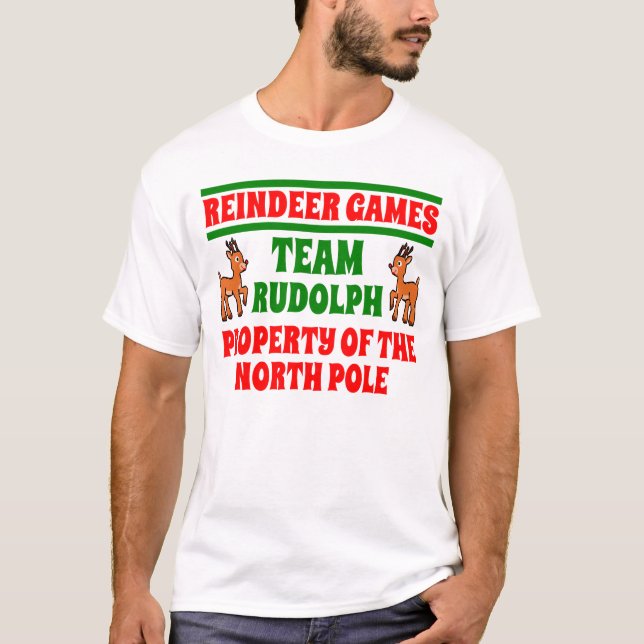T-shirt Chemise drôle de Noël de jeux de renne d'équipe (Devant)