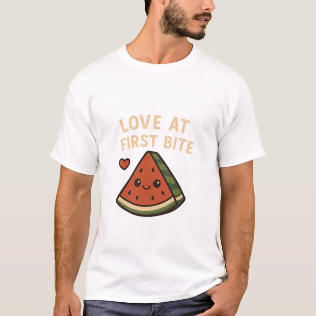 T-shirt Chemise drôle de pastèque mignonne Love At First B (Devant)