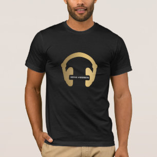 T-shirt Chemise du DJ d'écouteur d'or de Faux