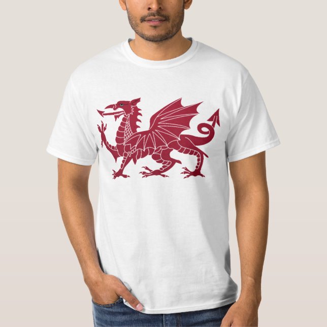 T-shirt Chemise du dragon Y Ddraig Goch de Gallois (Devant)