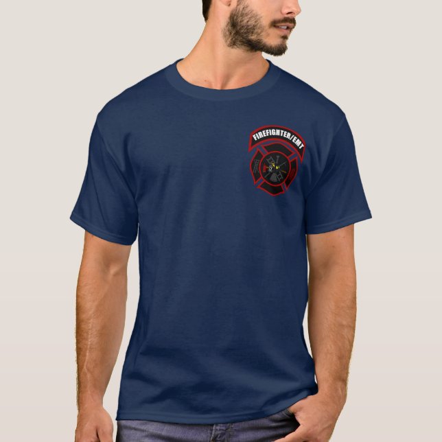 T-shirt Chemise du feu - Firefighter/EMT (casque noir) (Devant)