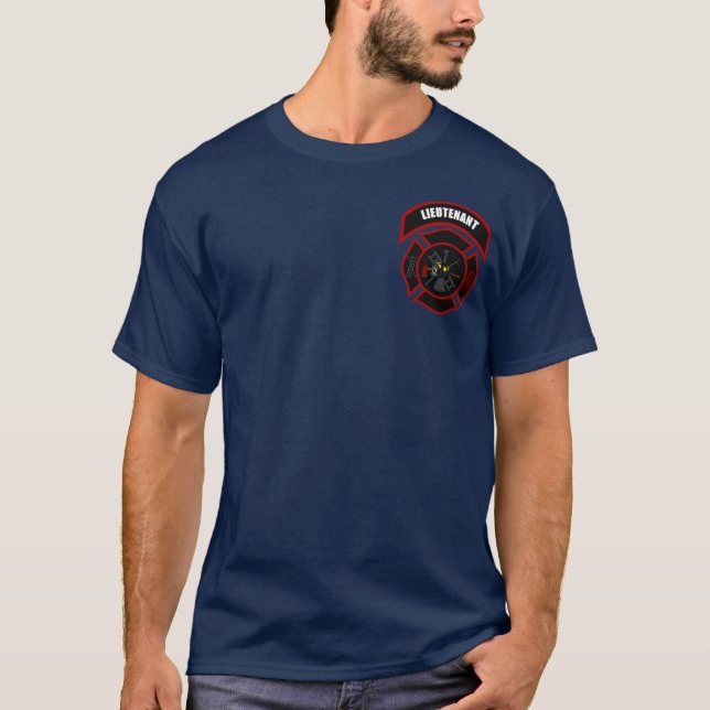 T-shirt Chemise du feu - lieutenant (casque noir) (Devant)