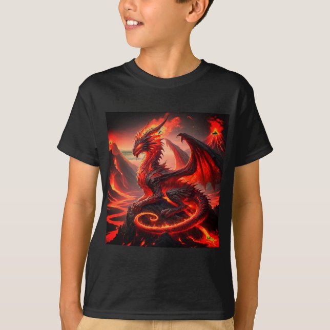 T-shirt Chemise du Garçon du Dragon Feu (Devant)