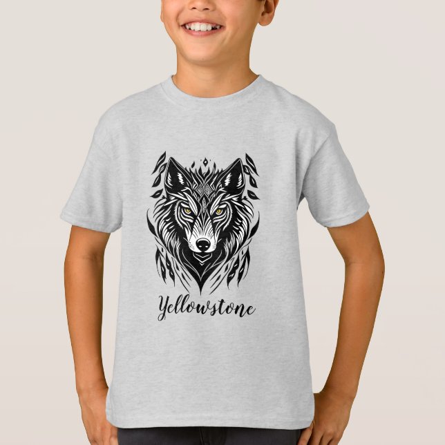 T-shirt Chemise du garçon Loup de Yellowstone (Devant)