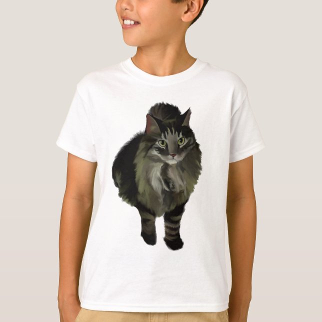 T-shirt Chemise du garçon Maine Coon Cat (Devant)