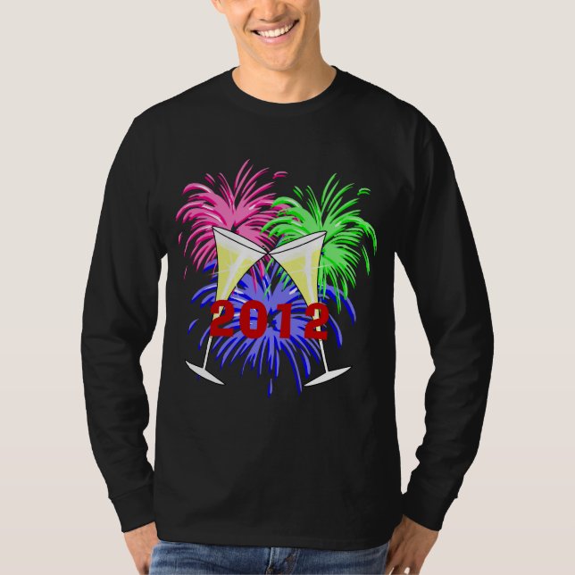 T-shirt Chemise du Nouvel An Champagne Et Fire Works (Devant)