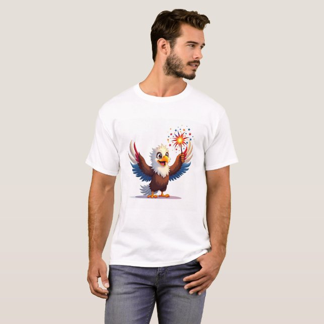 T-shirt Chemise Eagle Sparkler 4 juillet (Devant entier)