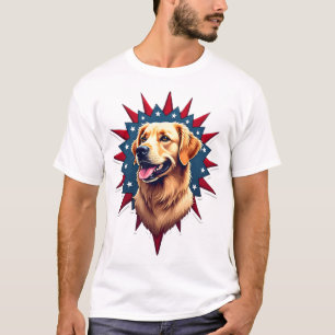 T-shirt Chemise éclatée au coin du Golden Retriever patrio