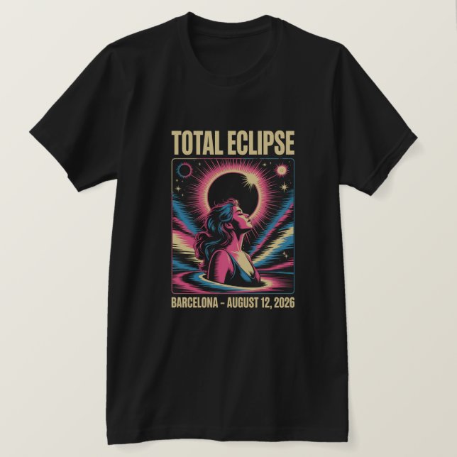 T-shirt Chemise Eclipse Solaire Barcelone 2026 (Design devant)