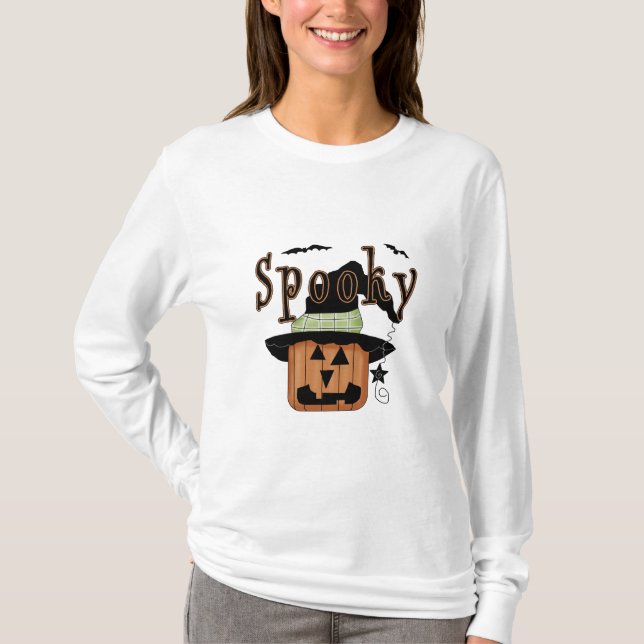 T-shirt Chemise éffrayante à manches longues Jack-O-Lanter (Devant)