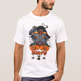 T-shirt Chemise éffrayante Atomic Witch Chat Halloween