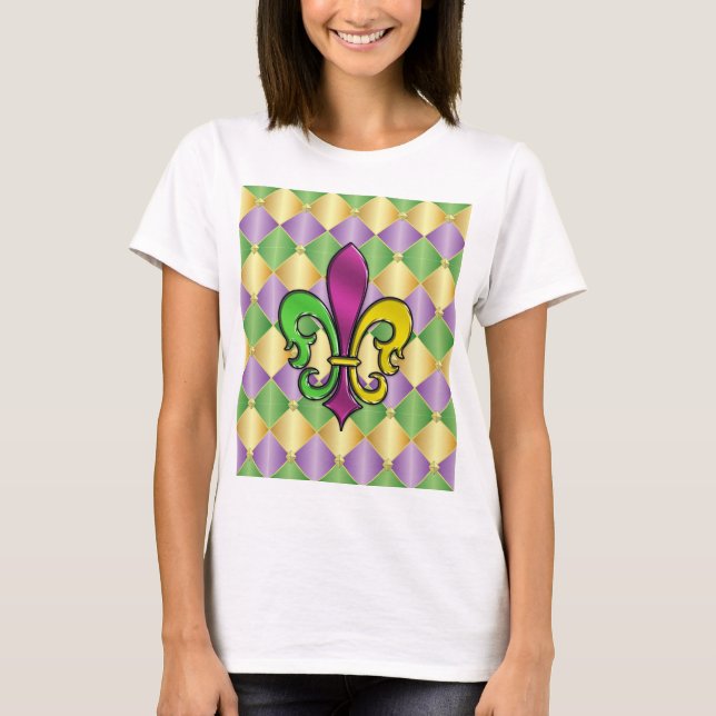 T-shirt Chemise élégante Mardi Gras Fleur De Lis Design (Devant)