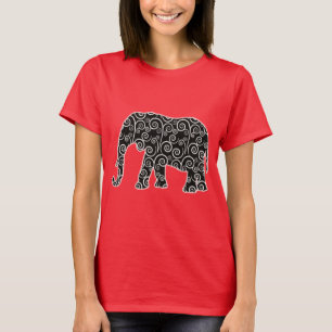 T-shirt Chemise éléphant à motif tourbillonnant noir et bl