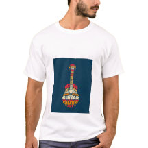 Chemise en forme de guitare avec art de mots Music