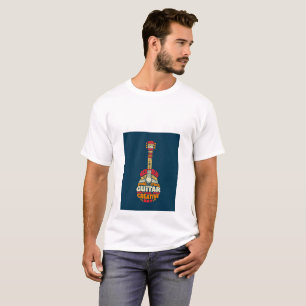 T-shirt Chemise en forme de guitare avec art de mots Music