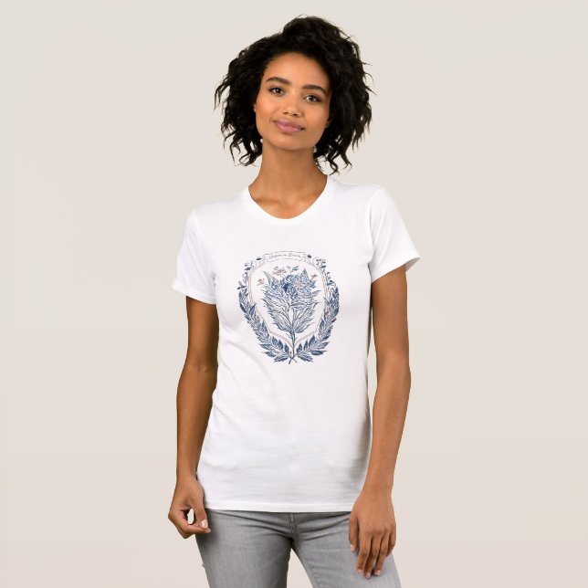 T-shirt Chemise en T Denim et Flower - Blossom sur Denim (Devant entier)