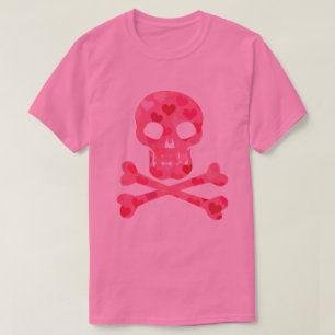 T-shirt Chemise en T Motif de crâne rose et d'os croisés