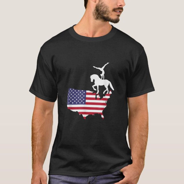 T-shirt Chemise Equestrian Vaulting US Drapeau T (Devant)