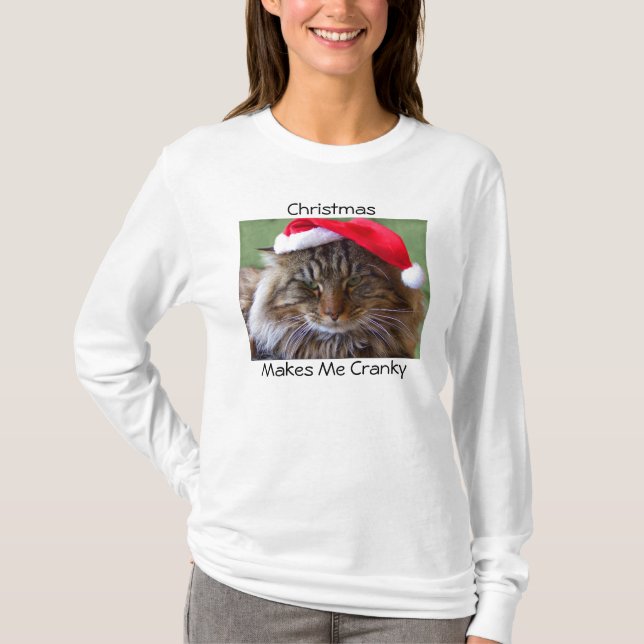 T-shirt Chemise excentrique de chat de Noël (Devant)