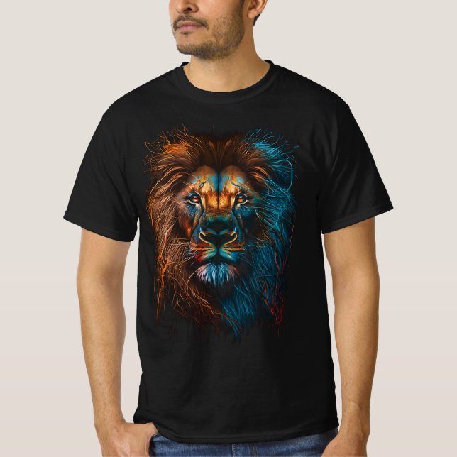 T-shirt Chemise Face Lion, Chemise Safari Africaine (Devant)