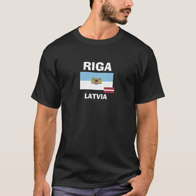 T-shirt Chemise faite sur commande de drapeau de Riga (Devant)