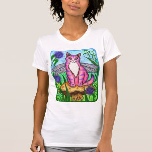 T-shirt Chemise féerique d'art d'imaginaire de chat de