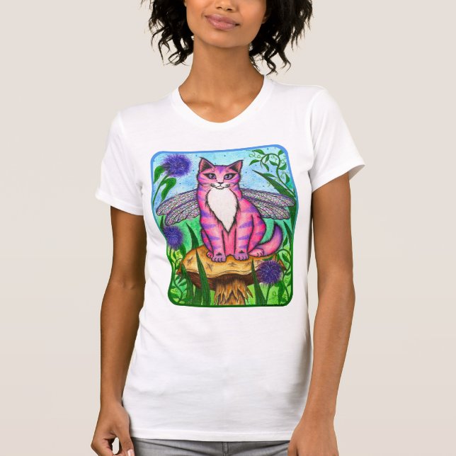 T-shirt Chemise féerique d'art d'imaginaire de chat de (Devant)