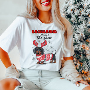 T-shirt Chemise féminine de Noël mignonne Dachshund