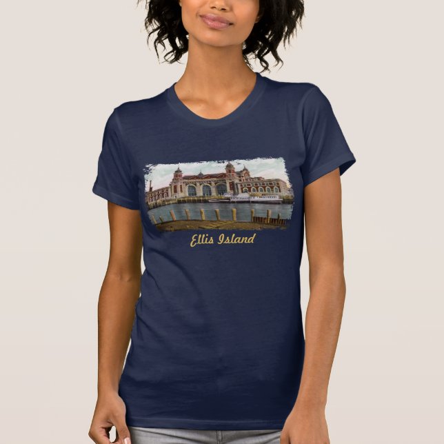 T-shirt Chemise féminine peinte d'Ellis Island (Devant)
