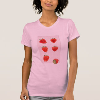 T-shirt Chemise femme aux fraises en effigie rose