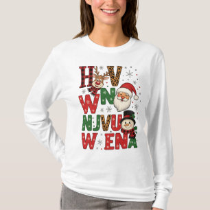 T-shirt Chemise festive à lettres de personnages de Noël