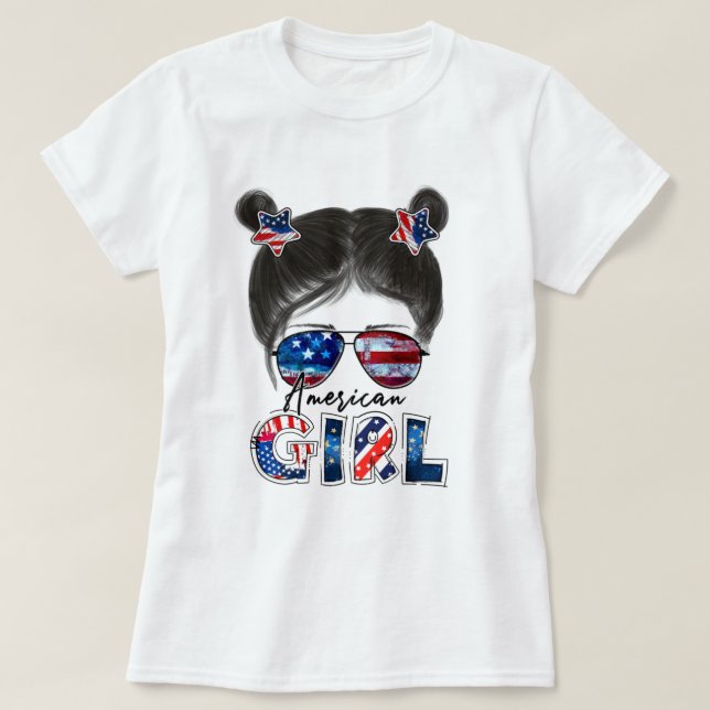 T-shirt Chemise fille américaine (Design devant)