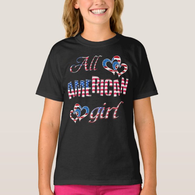 T-shirt Chemise fille américaine Patriotique (Devant)
