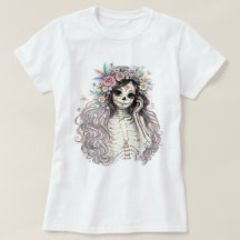 Chemise Fille Crâne de Sucre Gothique Couronne Flo
