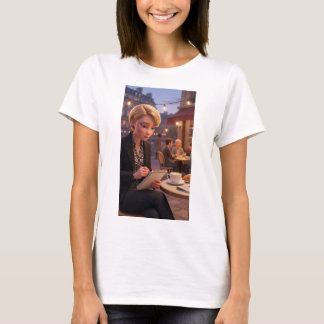 T-shirt Chemise Fille Journalisant au Café de Paris