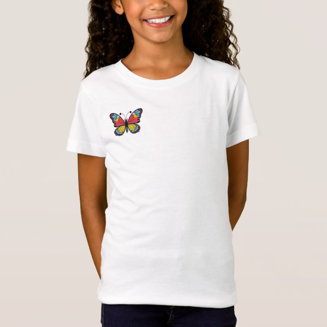 T-Shirt Chemise Fille Motif Papillon (Devant)