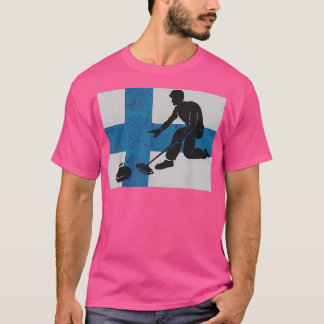 T-shirt Chemise finlandaise de curling Drapeau finlandais 