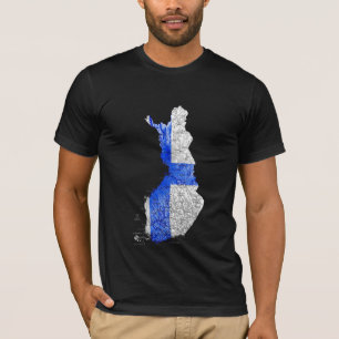 T-shirt Chemise Finlande Drapeau Carte Couleur