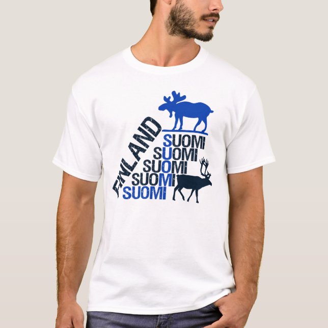 T-shirt Chemise Finlande Moose & Reindeer - choisir style (Devant)
