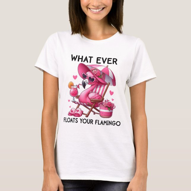 T-shirt Chemise Flamant rose de plage | Vibes d'été rose T (Devant)