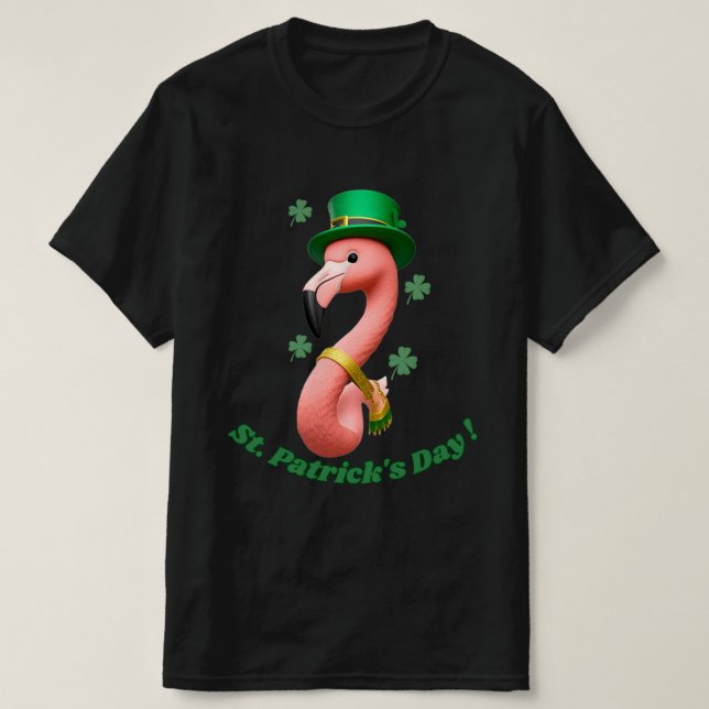 T-shirt Chemise Flamingo Saint-Patrick | Irlandais Mignon  (Design devant)