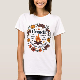 T-shirt Chemise Flannel Fall, Citrouille Hayrides Bonfires