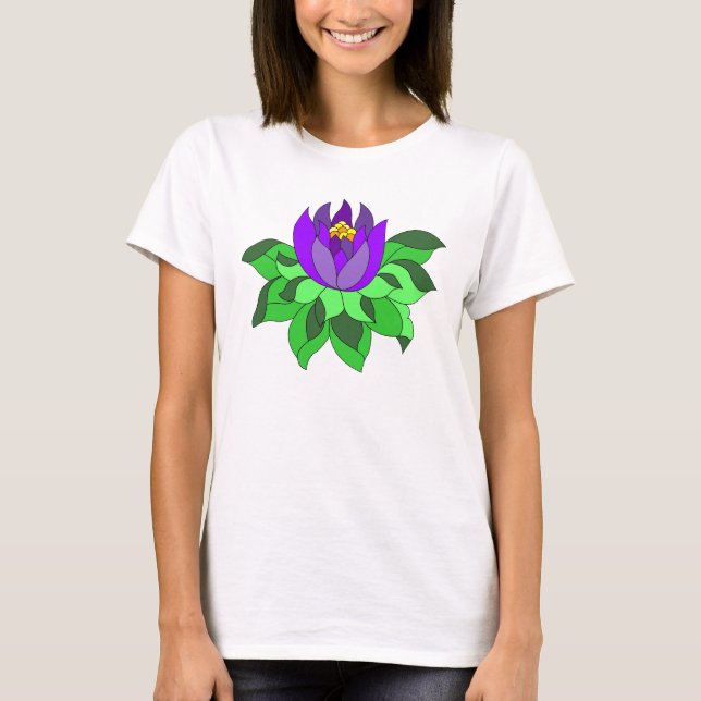 T-shirt Chemise Fleur de Lotus Violet (Devant)