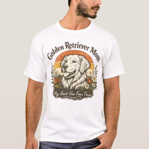 T-shirt Chemise Fleur de Prairie Maman Golden Retriever Vi
