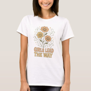 T-shirt Chemise Fleur Féministe Rétro Filles à la Tête
